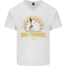 A Bull Terrier Dog Mens V-Neck Cotton T-Shirt White