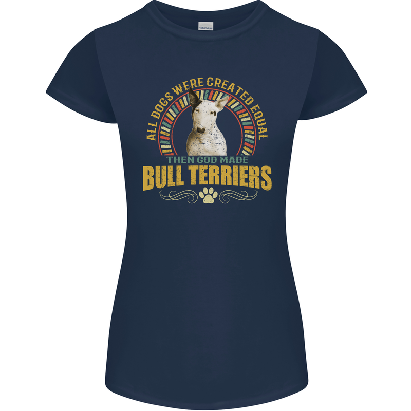 A Bull Terrier Dog Womens Petite Cut T-Shirt Navy Blue