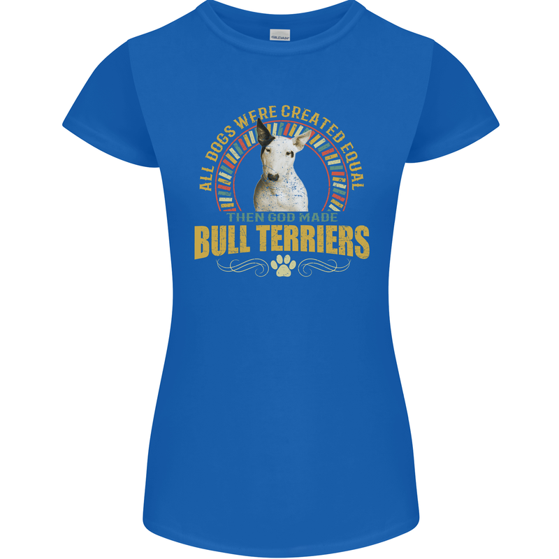 A Bull Terrier Dog Womens Petite Cut T-Shirt Royal Blue