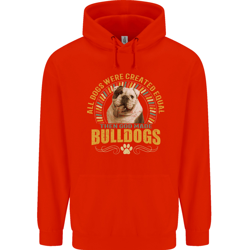 A Bulldog Dog Childrens Kids Hoodie Bright Red