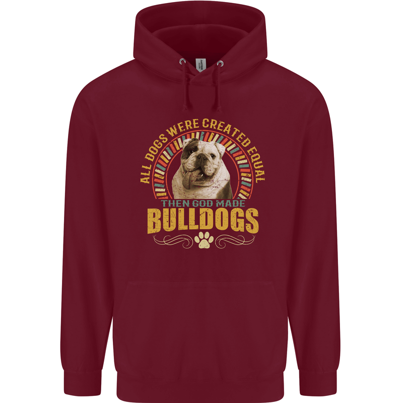 A Bulldog Dog Childrens Kids Hoodie Maroon