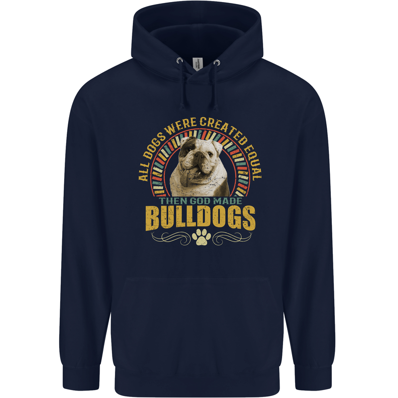 A Bulldog Dog Childrens Kids Hoodie Navy Blue