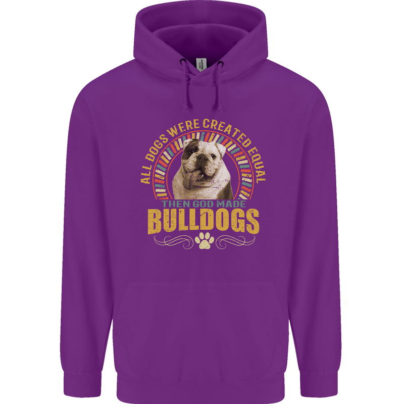 A Bulldog Dog Childrens Kids Hoodie Purple