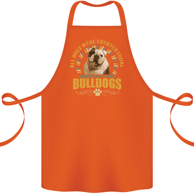 A Bulldog Dog Cotton Apron 100% Organic Orange