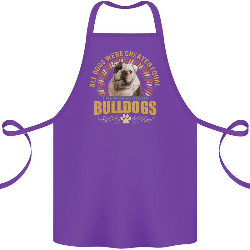 A Bulldog Dog Cotton Apron 100% Organic Purple