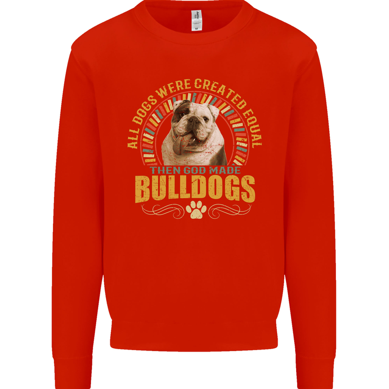A Bulldog Dog Kids Sweatshirt Jumper Bright Red