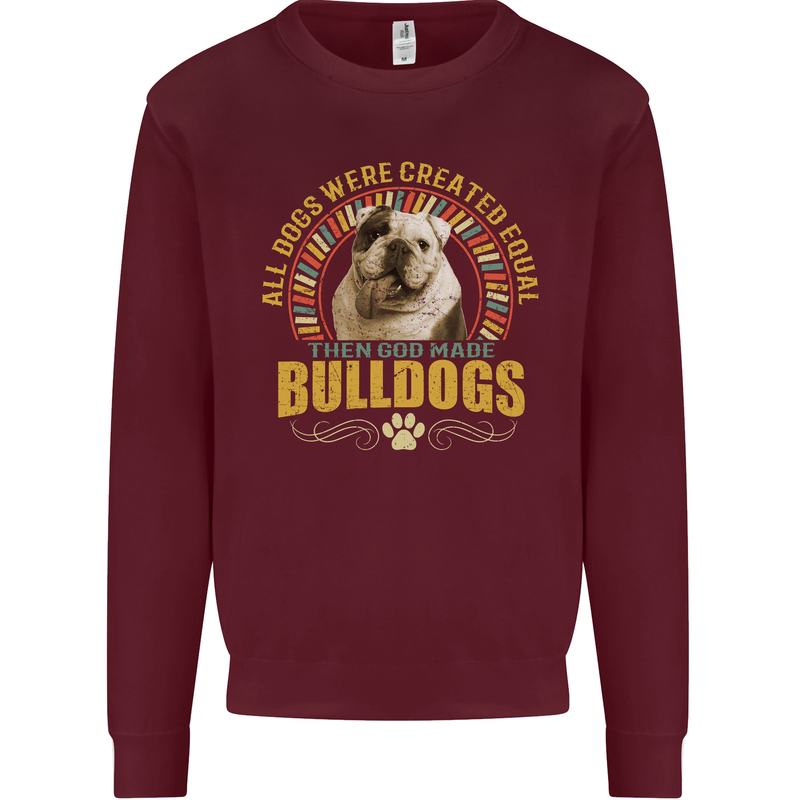 A Bulldog Dog Kids Sweatshirt Jumper Maroon
