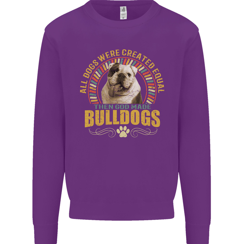A Bulldog Dog Kids Sweatshirt Jumper Purple