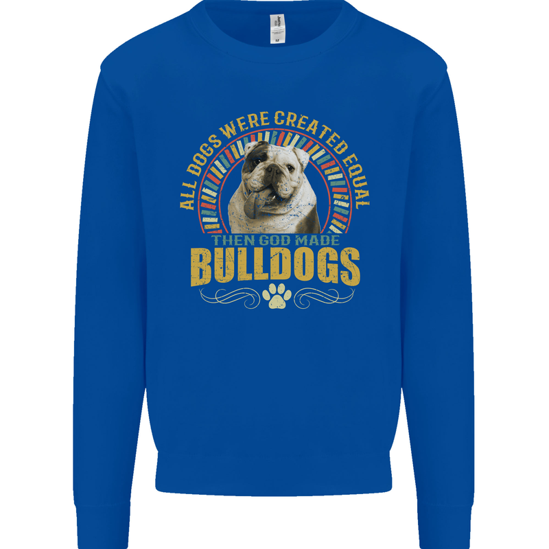 A Bulldog Dog Kids Sweatshirt Jumper Royal Blue