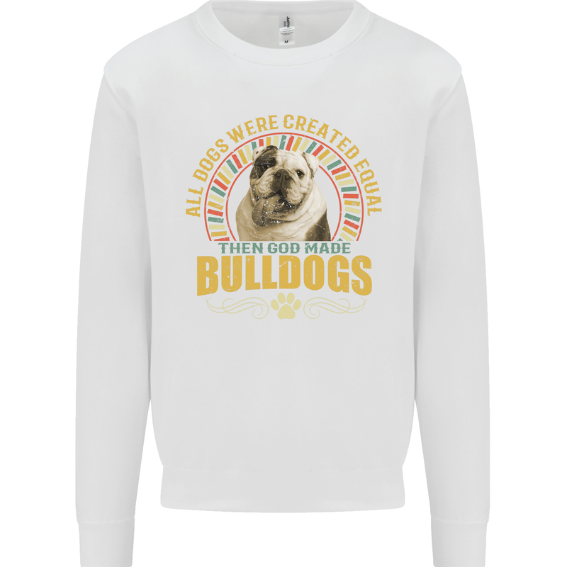 A Bulldog Dog Kids Sweatshirt Jumper White