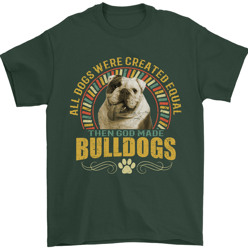 A Bulldog Dog Mens T-Shirt 100% Cotton Forest Green