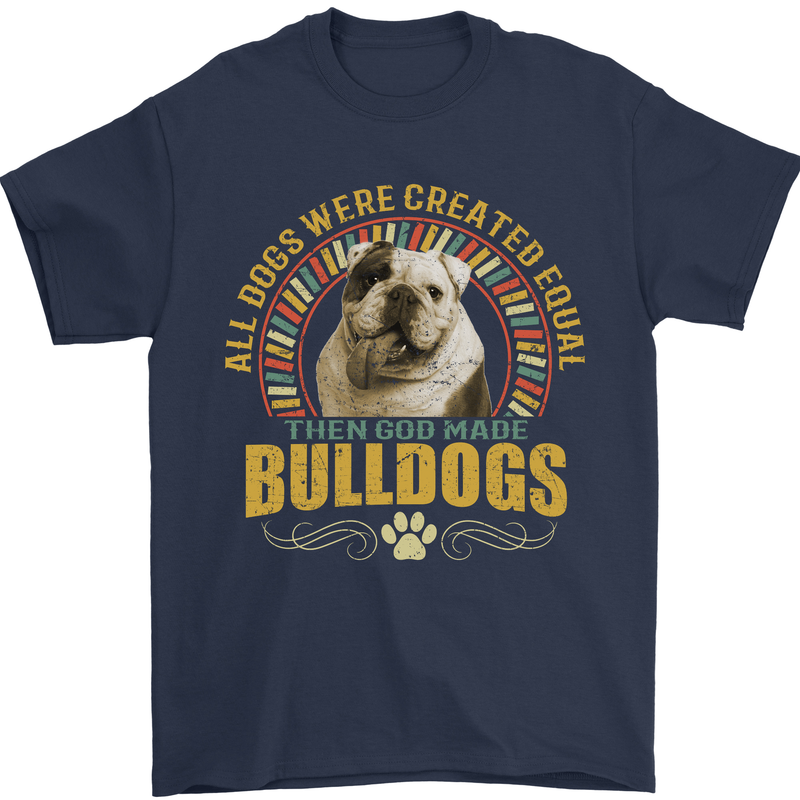 A Bulldog Dog Mens T-Shirt 100% Cotton Navy Blue