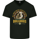 A Bulldog Dog Mens V-Neck Cotton T-Shirt Black