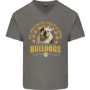 A Bulldog Dog Mens V-Neck Cotton T-Shirt Charcoal