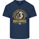 A Bulldog Dog Mens V-Neck Cotton T-Shirt Navy Blue