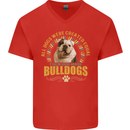 A Bulldog Dog Mens V-Neck Cotton T-Shirt Red