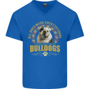 A Bulldog Dog Mens V-Neck Cotton T-Shirt Royal Blue