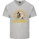A Bulldog Dog Mens V-Neck Cotton T-Shirt Sports Grey
