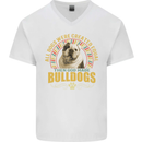 A Bulldog Dog Mens V-Neck Cotton T-Shirt White