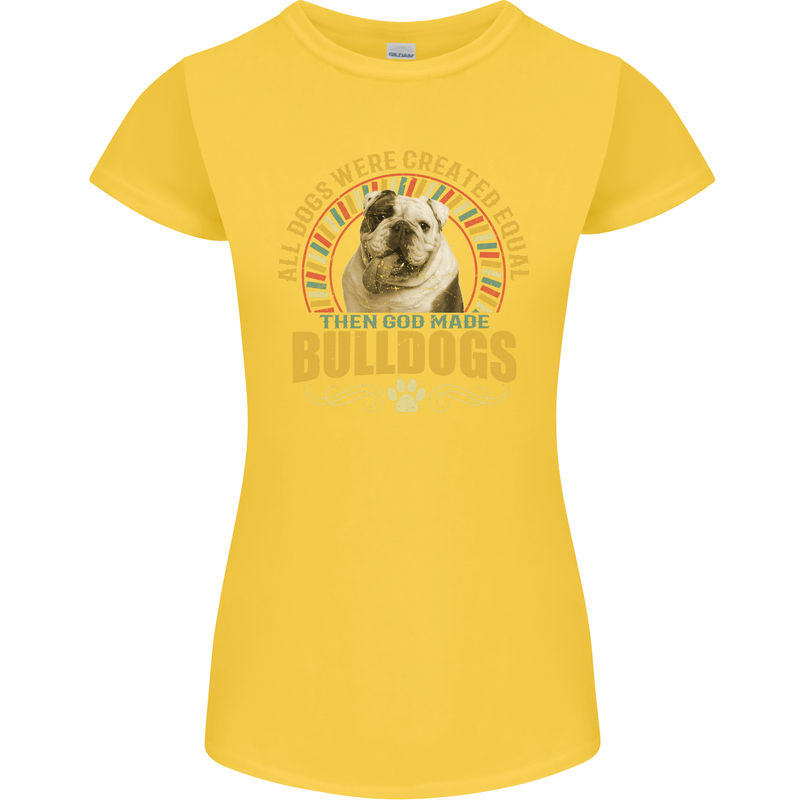 A Bulldog Dog Womens Petite Cut T-Shirt Yellow