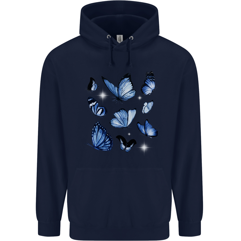 A Butterfly Collection Rhopalocera Mens 80% Cotton Hoodie Navy Blue