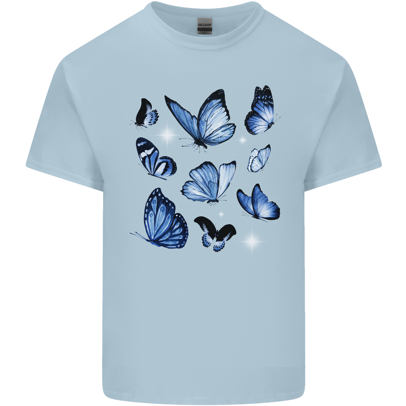 A Butterfly Collection Rhopalocera Mens Cotton T-Shirt Tee Top Light Blue