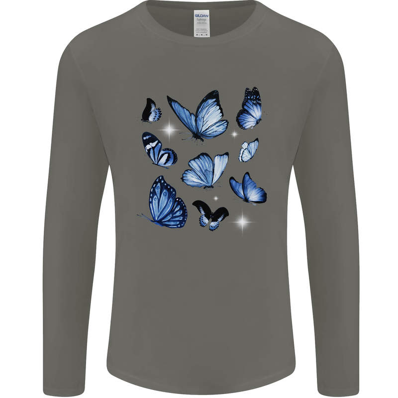 A Butterfly Collection Rhopalocera Mens Long Sleeve T-Shirt Charcoal