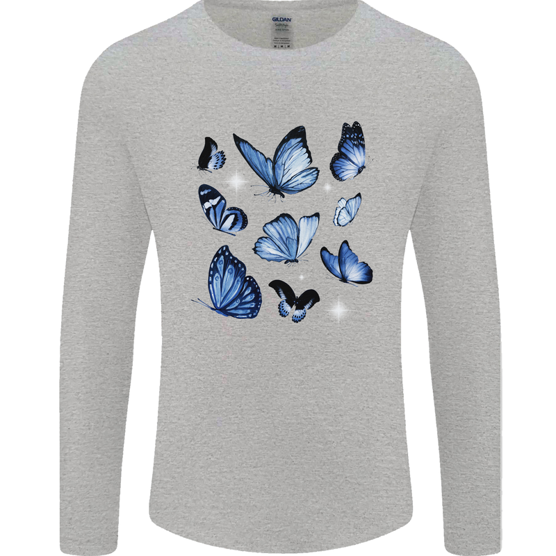 A Butterfly Collection Rhopalocera Mens Long Sleeve T-Shirt Sports Grey