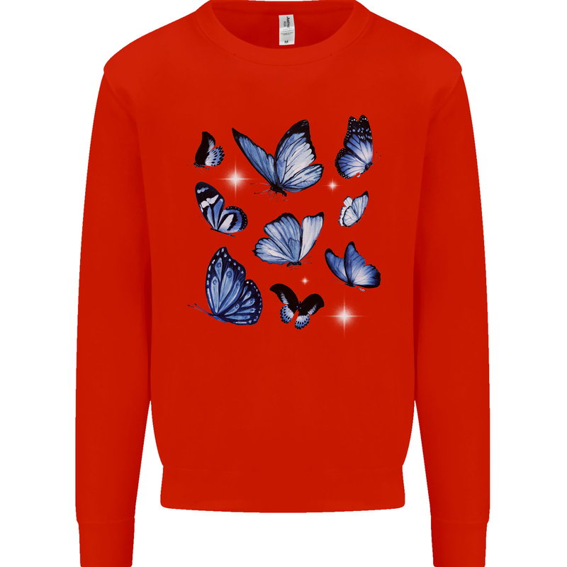 A Butterfly Collection Rhopalocera Mens Sweatshirt Jumper Bright Red