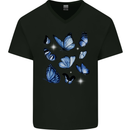 A Butterfly Collection Rhopalocera Mens V-Neck Cotton T-Shirt Black