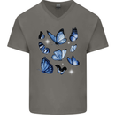 A Butterfly Collection Rhopalocera Mens V-Neck Cotton T-Shirt Charcoal