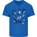 A Butterfly Collection Rhopalocera Mens V-Neck Cotton T-Shirt Royal Blue