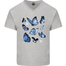 A Butterfly Collection Rhopalocera Mens V-Neck Cotton T-Shirt Sports Grey