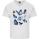 A Butterfly Collection Rhopalocera Mens V-Neck Cotton T-Shirt White
