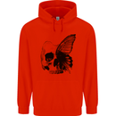 A Butterfly Skull Childrens Kids Hoodie Bright Red
