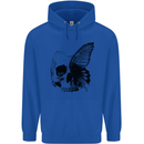 A Butterfly Skull Childrens Kids Hoodie Royal Blue
