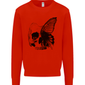 A Butterfly Skull Mens Sweatshirt Jumper Bright Red