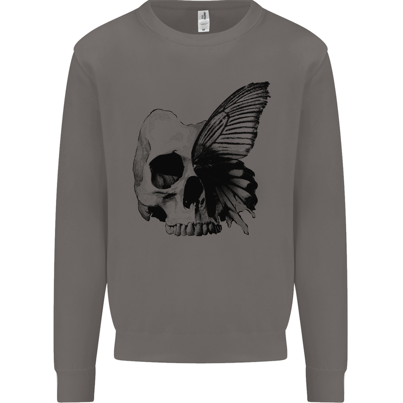 A Butterfly Skull Mens Sweatshirt Jumper Charcoal