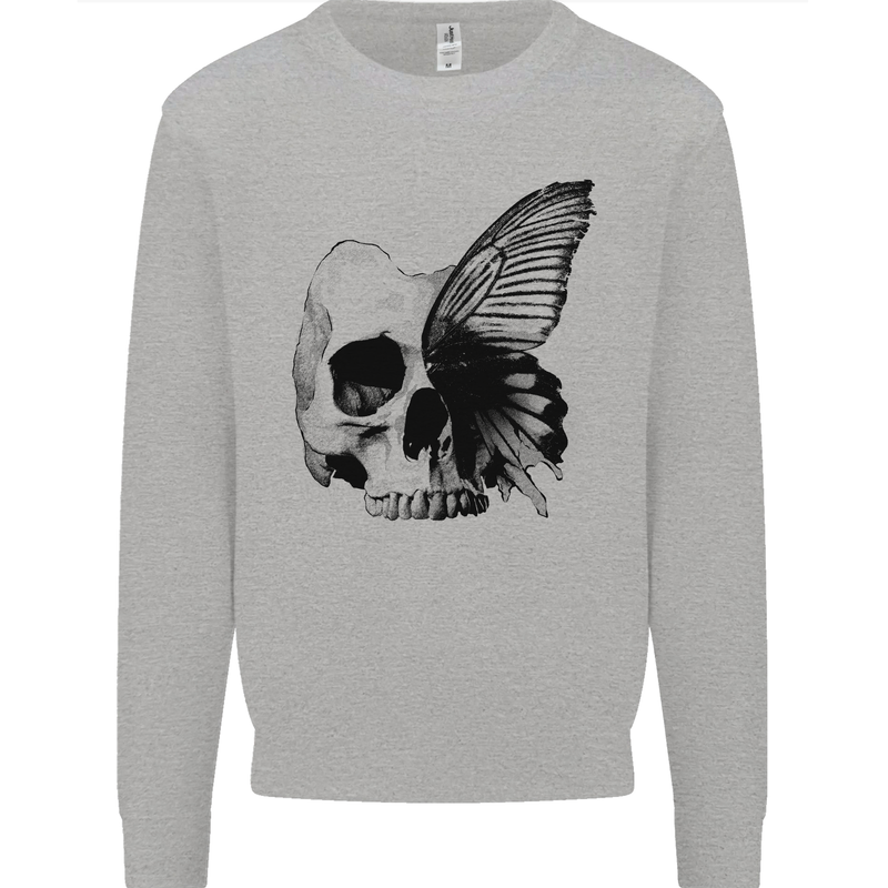 A Butterfly Skull Mens Sweatshirt Jumper Sports Grey