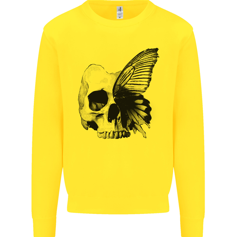 A Butterfly Skull Mens Sweatshirt Jumper Yellow