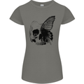 A Butterfly Skull Womens Petite Cut T-Shirt Charcoal
