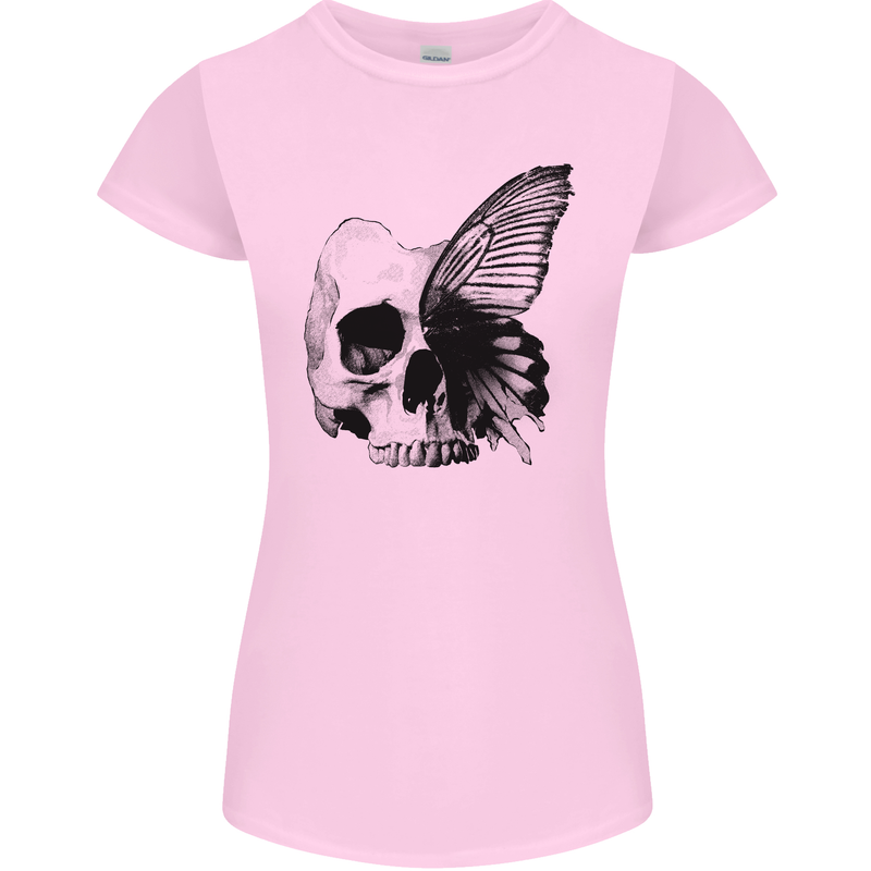 A Butterfly Skull Womens Petite Cut T-Shirt Light Pink