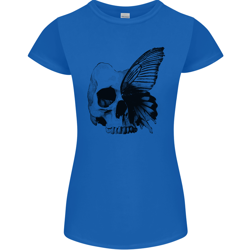 A Butterfly Skull Womens Petite Cut T-Shirt Royal Blue