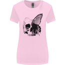 A Butterfly Skull Womens Wider Cut T-Shirt Light Pink