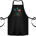 A Butterfly Skull in the Wild Cotton Apron 100% Organic Black