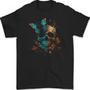 A Butterfly Skull in the Wild Mens Gildan Cotton T-Shirt Black