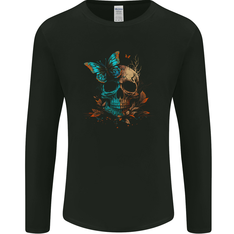 A Butterfly Skull in the Wild Mens Long Sleeve T-Shirt Black