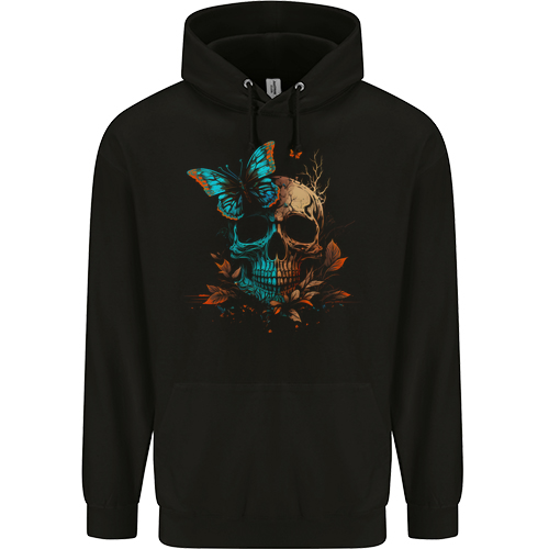 A Butterfly Skull in the Wild Mens Womens Kids Unisex Black Kids Hoodie