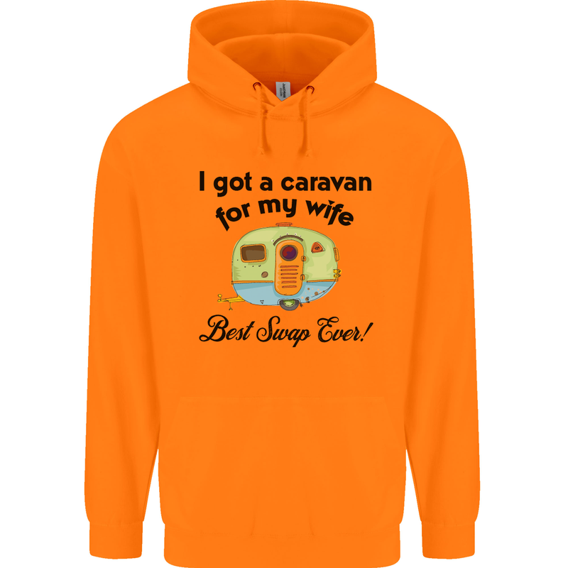 A Caravan for My Wife Caravanning Funny Childrens Kids Hoodie Orange