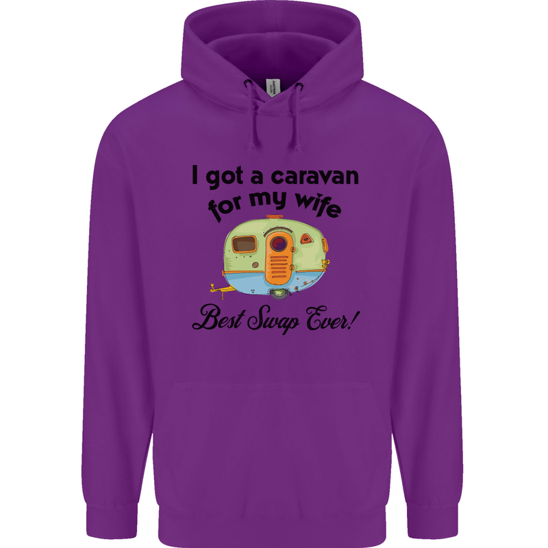 A Caravan for My Wife Caravanning Funny Childrens Kids Hoodie Purple